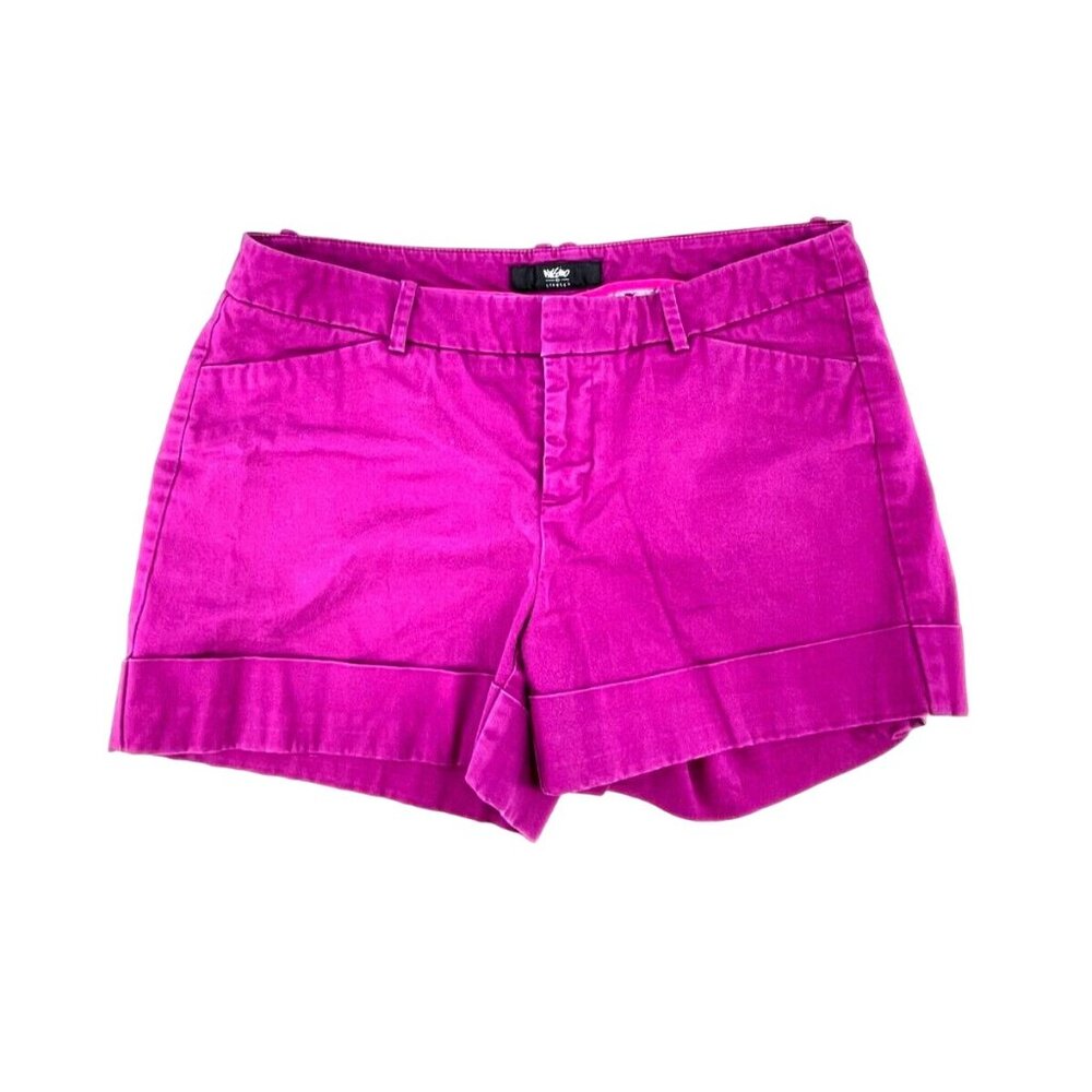 Mossimo Women's Fuchsia Purple Flat Front Casual Chino Shorts Size 4 Fit 3